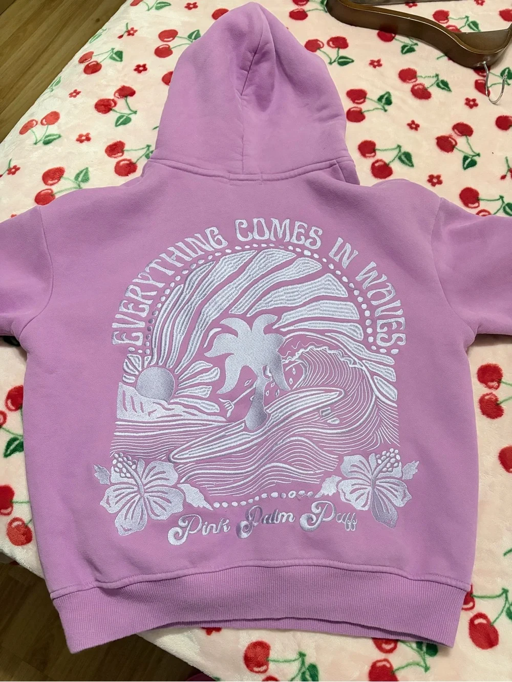 Purple pink palm puff hoodie